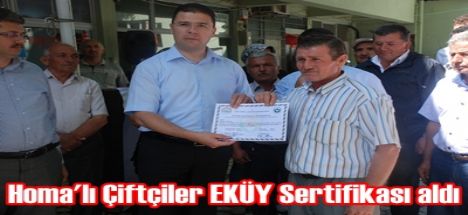 Homa'da EKÜY Sertifikası verildi